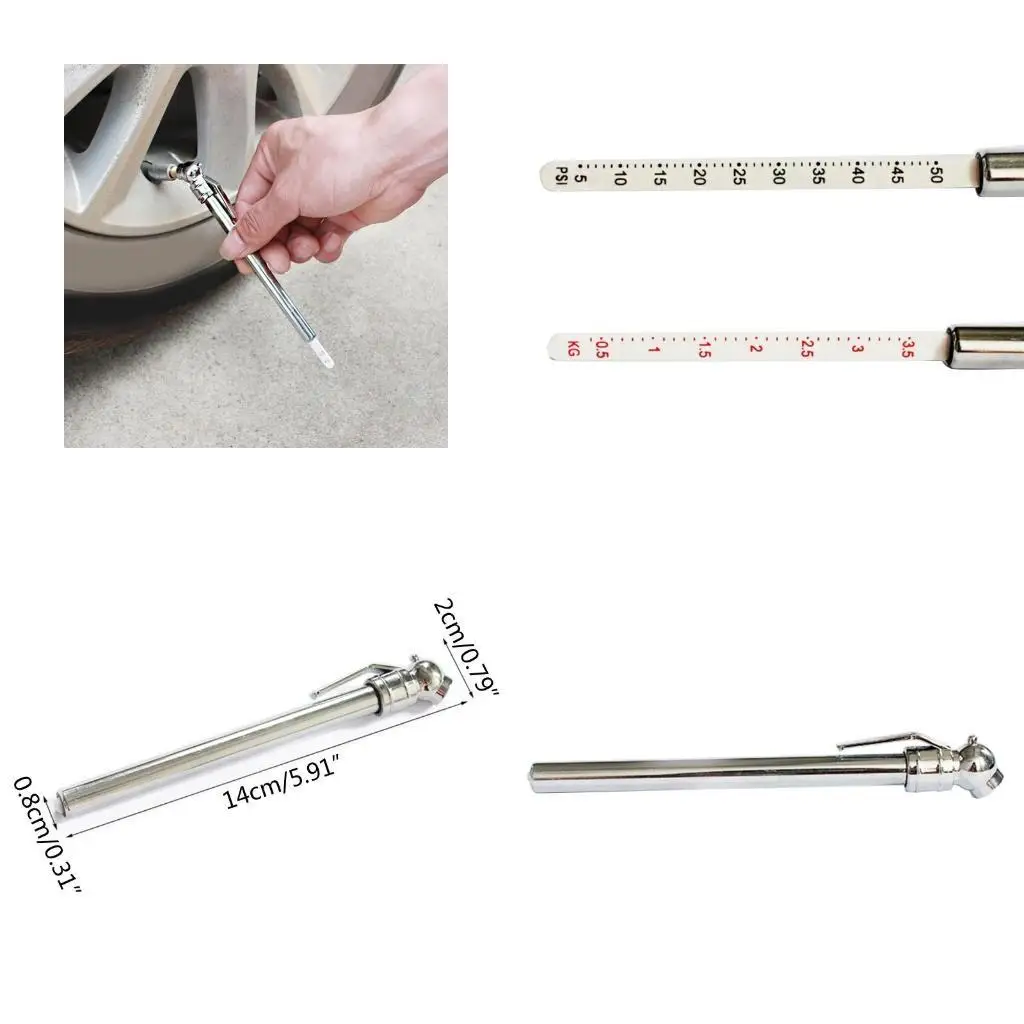 

31BC Pencil Tire Gauge with Pocket Clip Single Chuck for Motorcycle Car RV SUV ATV
