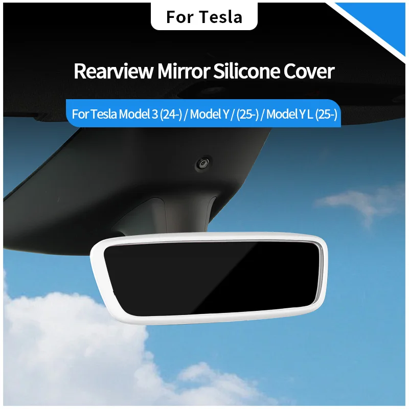 For Tesla Model 3 (24-) Model Y (25-) Model YL (25-) Silicone Rearview Mirror Protector Frame Cover Trim Interior Accessories