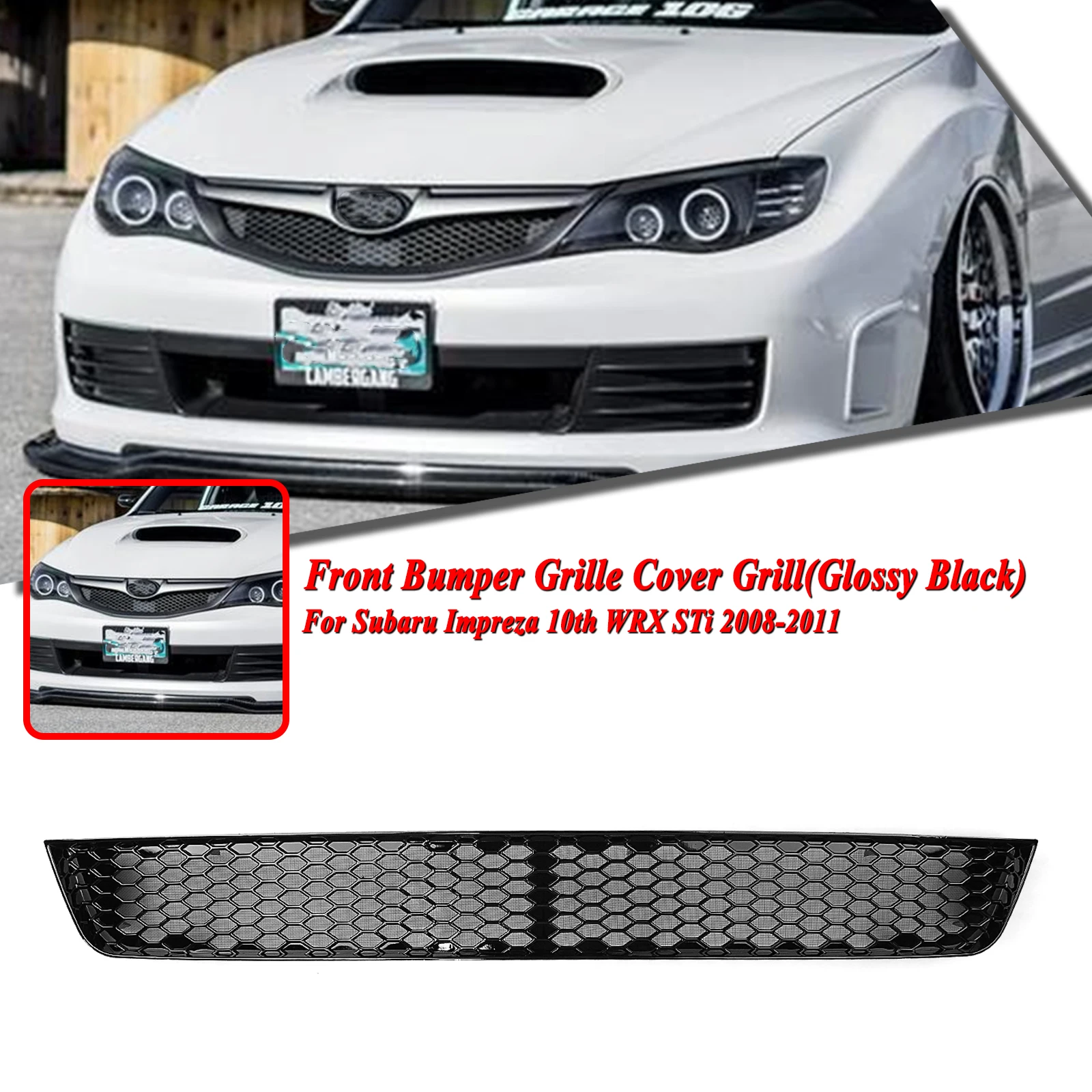 

Exterior Front Lower Grille Grill Hood For Subaru 10th Gen Impreza WRX STi 2008-2011