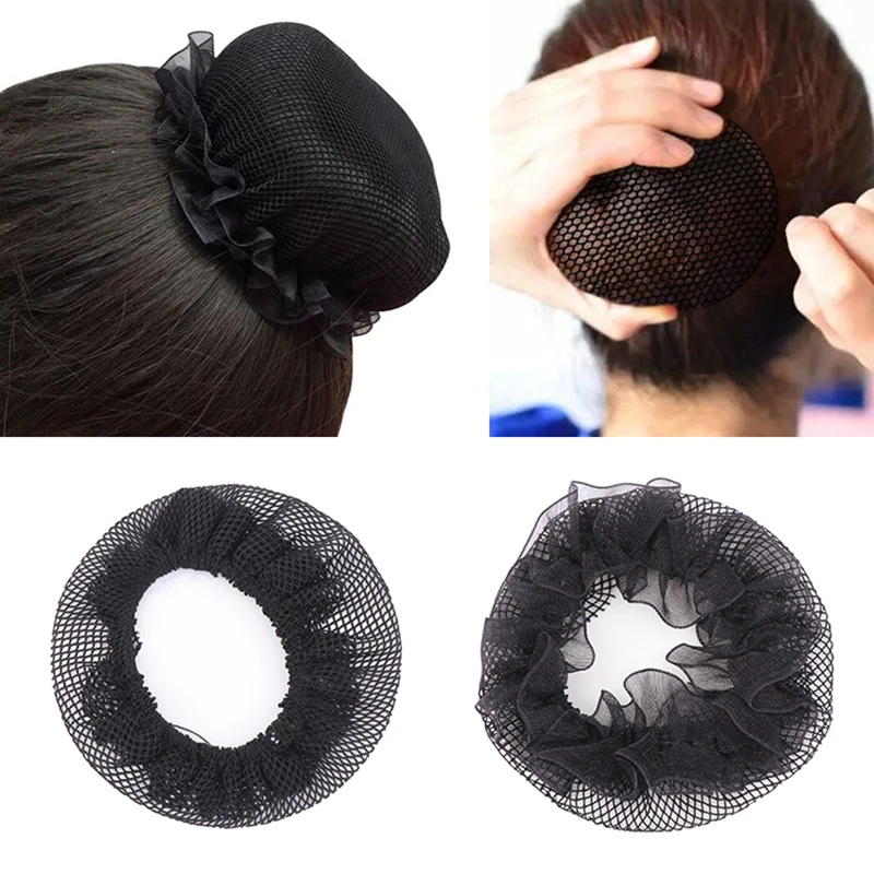 1PCS Elastic Edge Fine Mesh Bun Hair Style Cover Rhinestone Hair Net For Women Invisible Hair Nets Equestrian Ballet Snood Cap