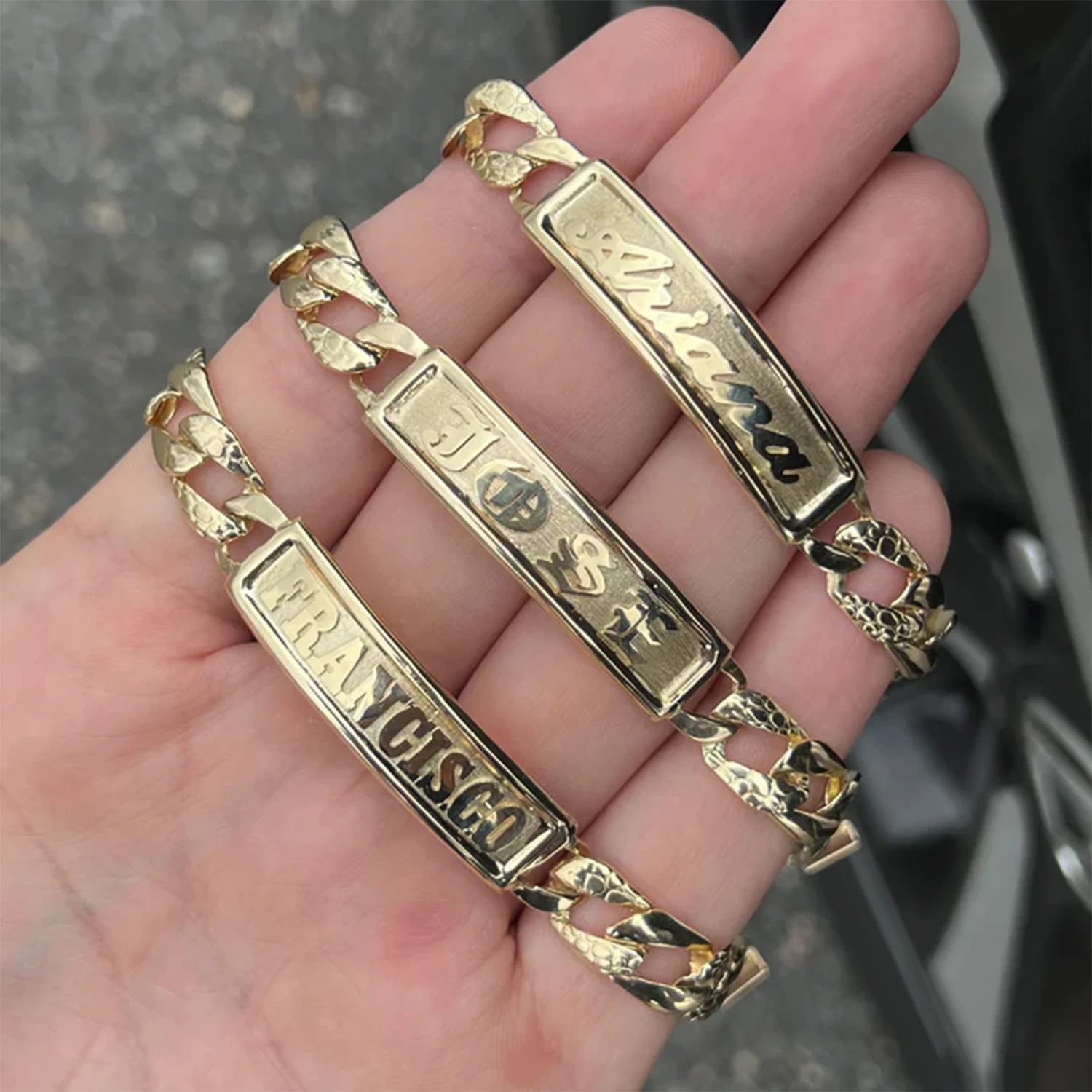 Zciti customized 3D Nameplate bracelet thick chain personalized customized gold-plated name bracelet