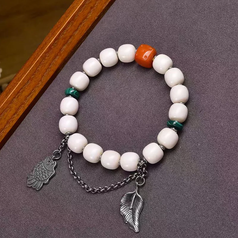

Backflow Bone Single-Wrap Bracelet Tibetan Agate Malachite Eight Eyes Beads Turquoise Accessories Bra