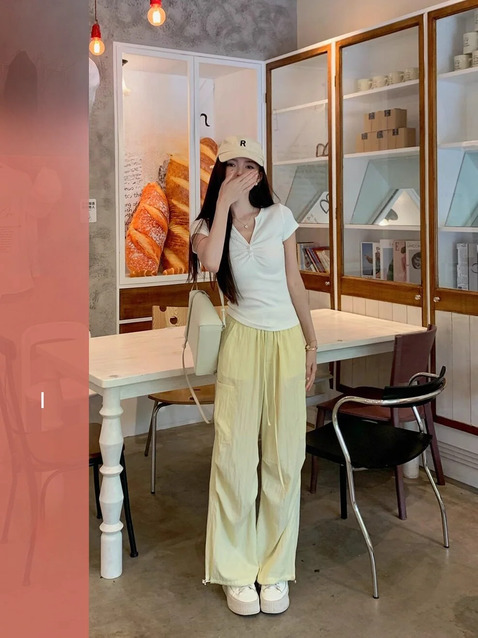 

Lazy Street Sle Women's Cargo Pants Summer Lightweight Loose Wide Leg Casual Trousers Dstring High Waist Straight Cut