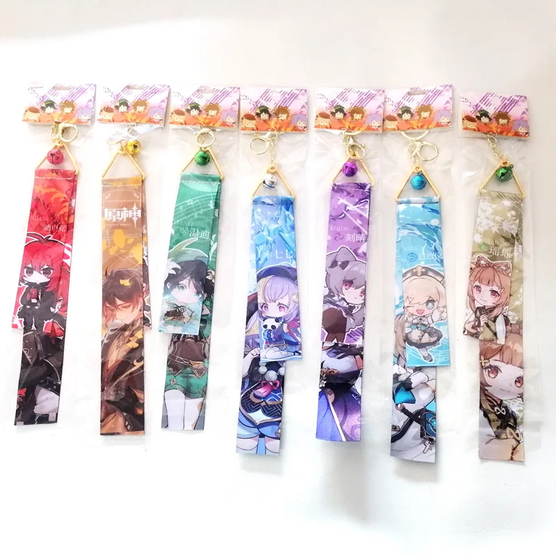 The New Game Genshin Impact Anime Surrounding Wind Chimes Streamers God's Eye Two-Dimensional Luminous Keychain Charm