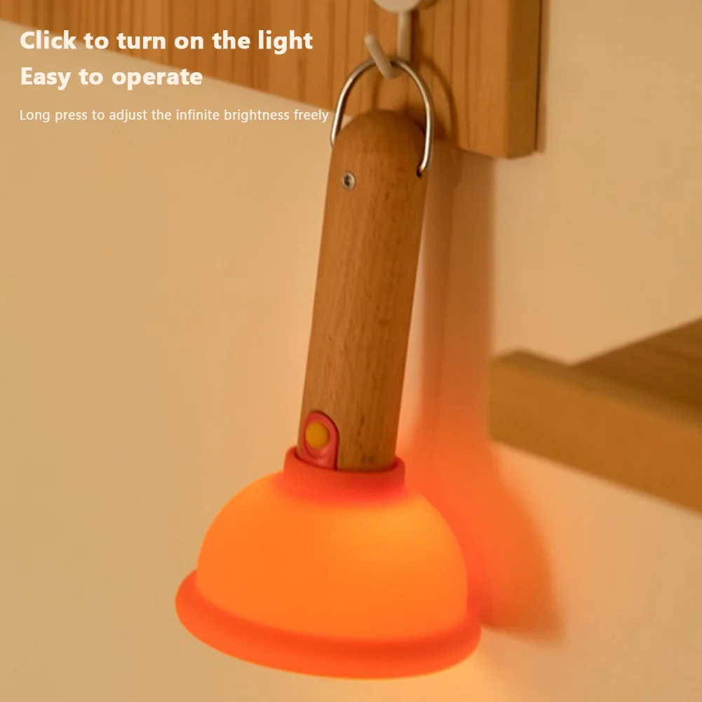 Engraçado recarregável Mini Toilet Plunger, Luz da noite com temporizador, Lâmpada de cabeceira para berçário, Decoração do quarto, Silicone Nightlight