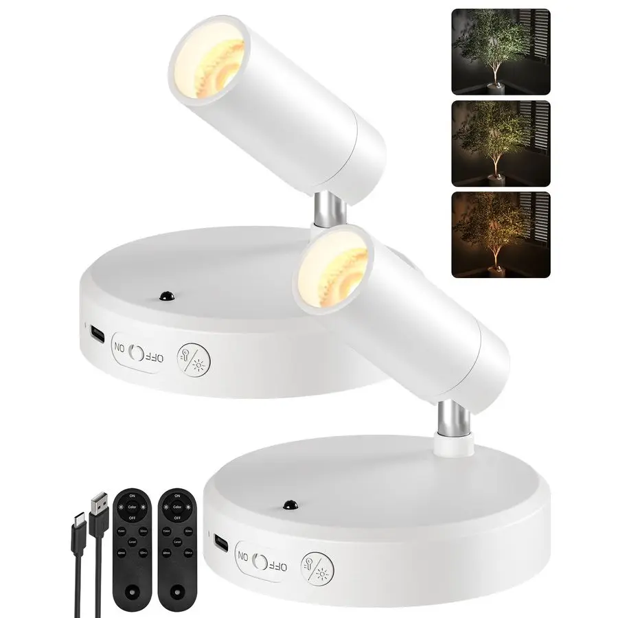 

Spot Lights Indoor,5500mAh Rechargeable Picture Lights with Remote,Wireless Mini Art Accent Spot Lights with TimerDimmable, 3CCT