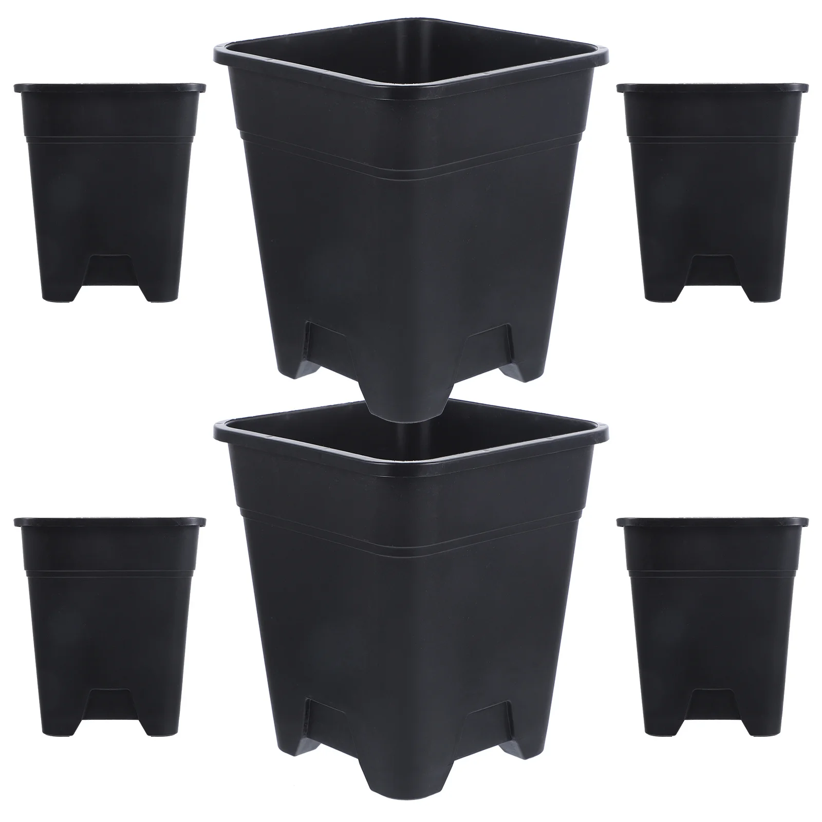 6pcs Plastic Square Planter Pots 4.7Inch For Succulents Indoor Plants Root Control Flowerpots Nursery Planters Bulk Growing