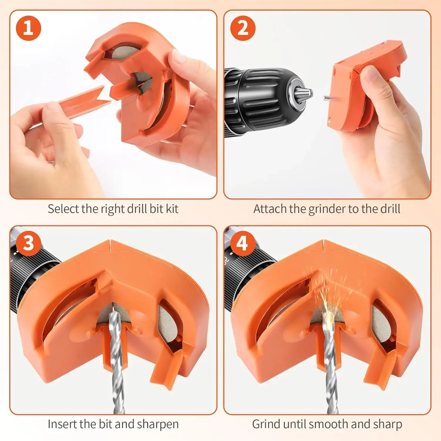 Drill Bit Sharpener, Drill Bit Sharpener for All Bits, Multipurpose Drill Bits Grinding Sharpener, Portable Drill Grinder Grinding Tool, Powered by Electric Drills