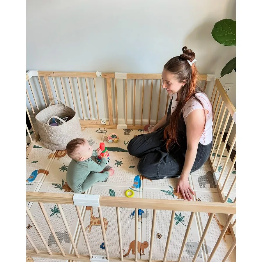 روضة بوابة الأطفال من هاربا للأطفال الصغار روضة أطفال خشبية سياج أطفال كبير ساحات لعب لمنطقة اللعب 56 × 56 × 24 بوصة #2