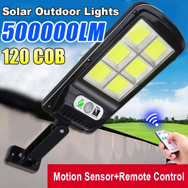 

Солнечные фонари для улицы, 500000LM, светодиодный датчик света, движение, дистанционное управление, садовое освещение, IP65, водонепроницаемая солнечная лампа из наружного применения