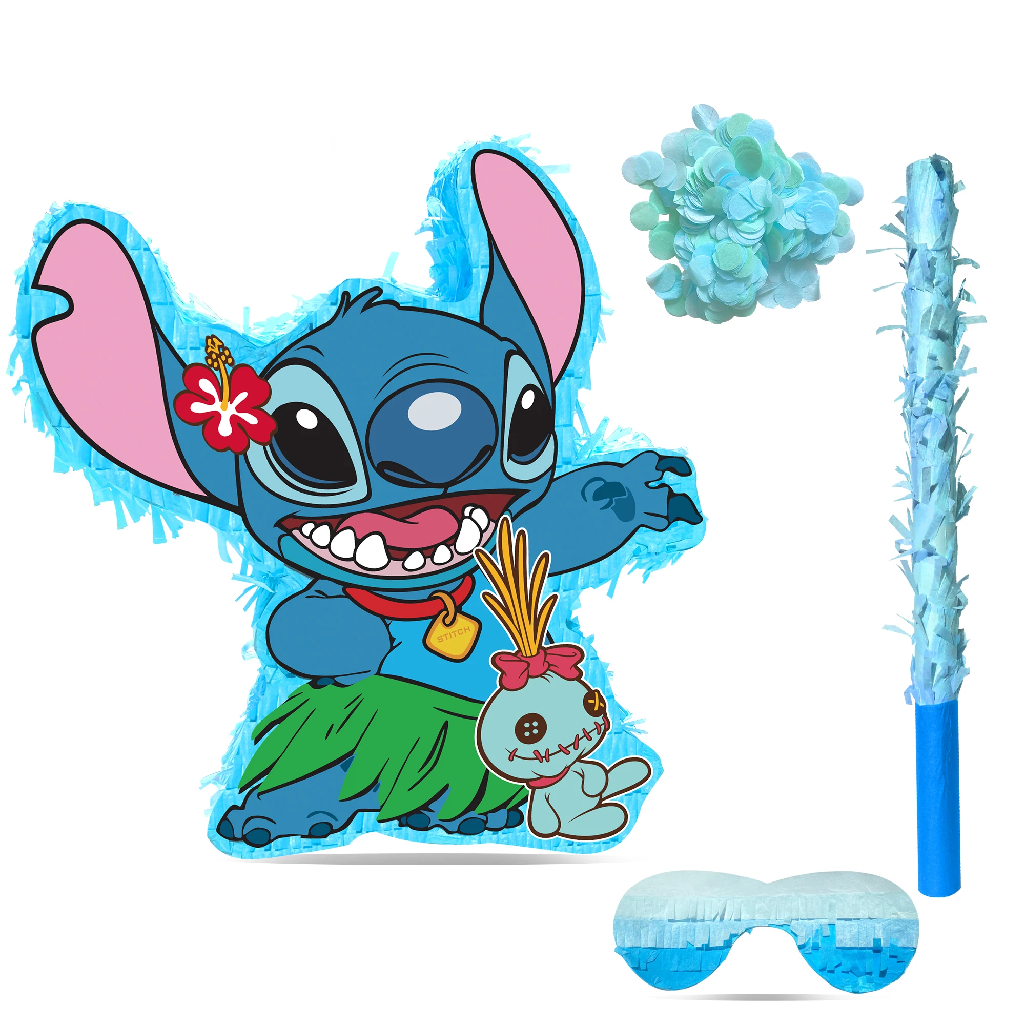 Piñata temática de puntada, juego de piñatas de fiesta de 4 piezas, Pinata de puntada de 14,6 pulgadas, venda para los ojos, palo de piñata, etc., suministros para juegos de fiesta de puntada