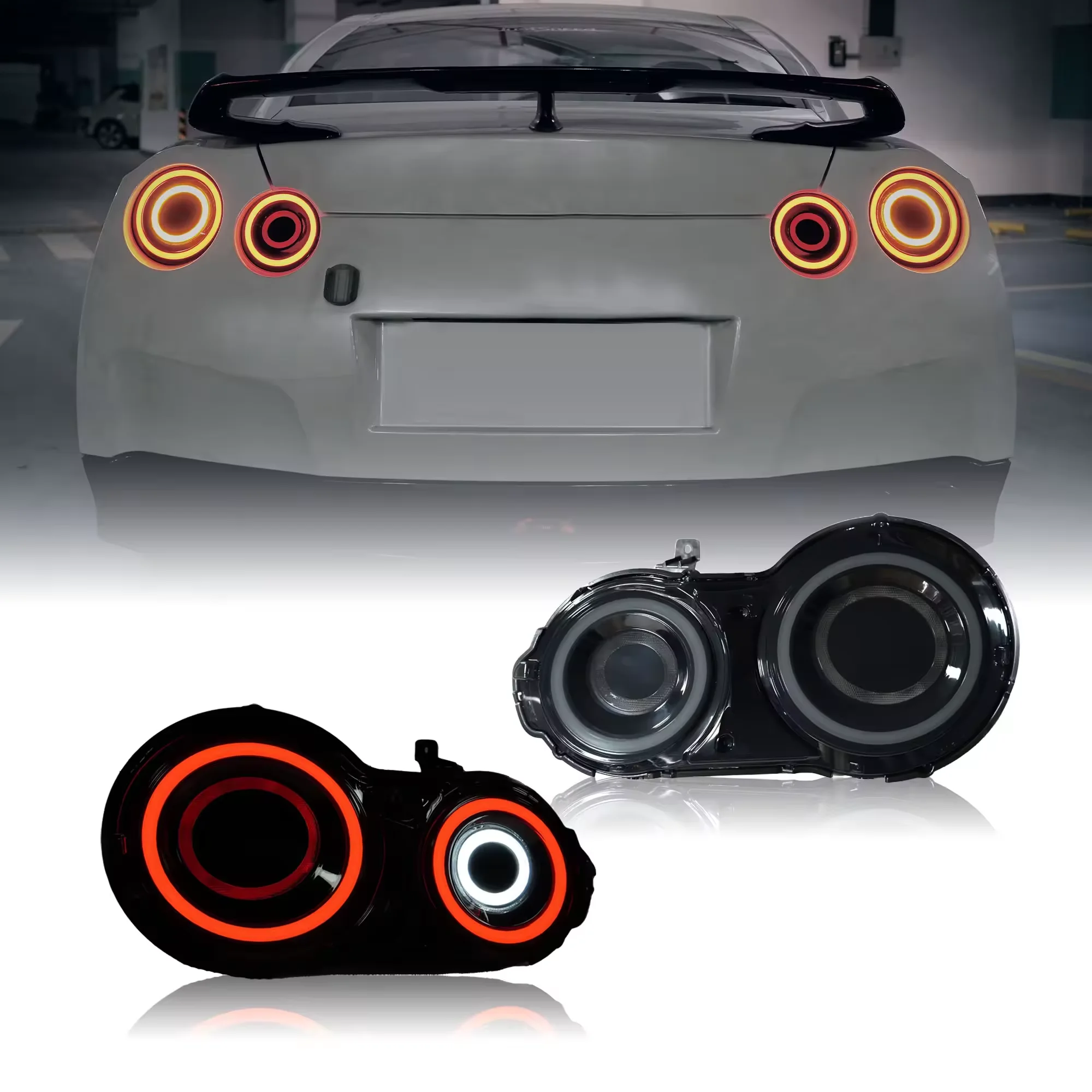 For NISSAN GT-R R35 GTR R35 LED Tail Lamp Black Housing TZ