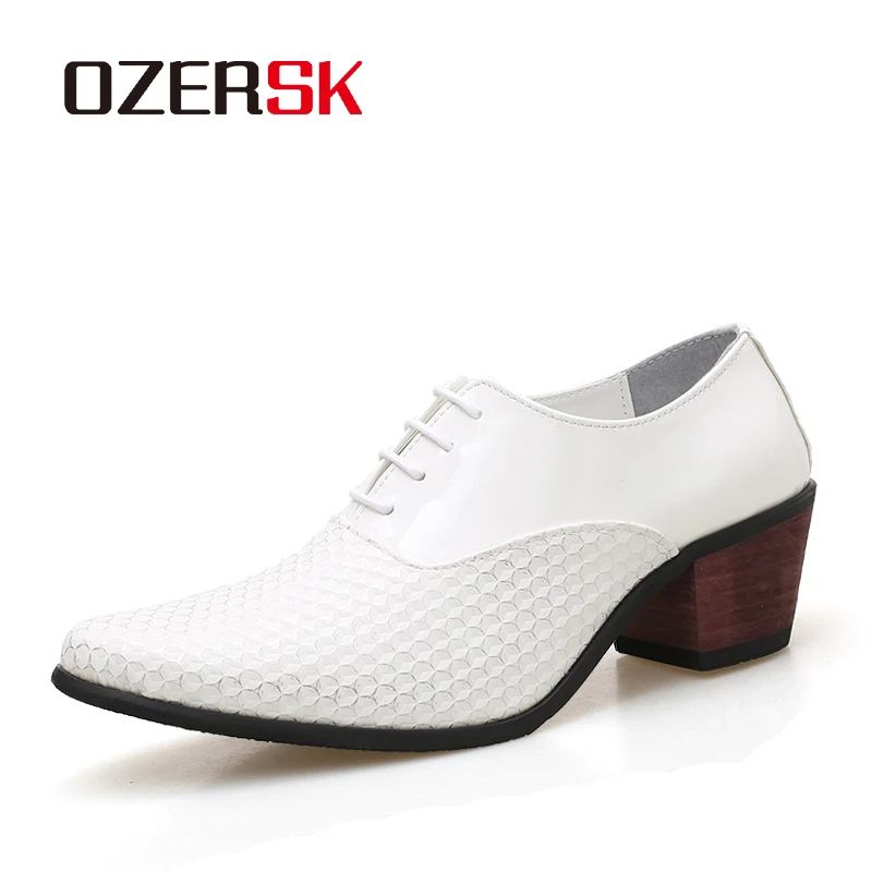 

OZERSK Autumn Brand Fashion Men Office Shoes Mixed White Black Male Soft Leather Wedding Oxford Shoes Pu Leather Men Dress Shoes