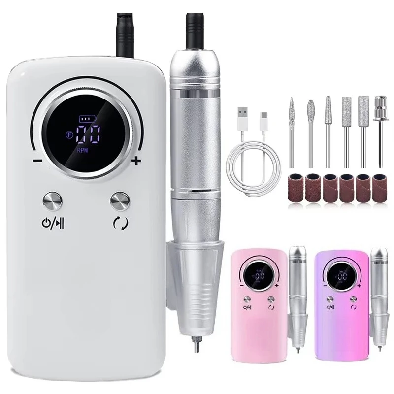 

Профессиональный портативный электрический полировщик ногтей: 45,000 об/мин, перезаряжаемый через USB, прочный стальной пластик со шлифовальными головками для ногтей