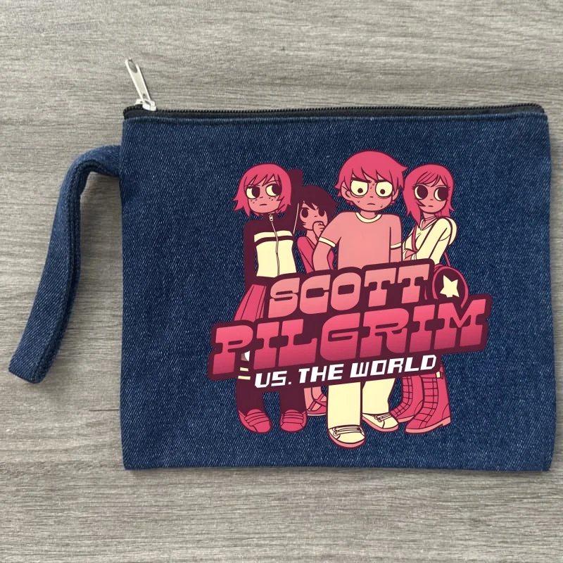 

scott pilgrim Women Canvas Denim Cosmetic Bag Organizer Print Women Zipper Sundries Storage Makeup Bags