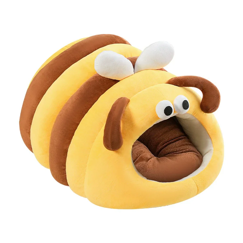 

Warm Cozy Dog Bed Covered Cat House Little Bee Shape Pet Nest Winter Dog House