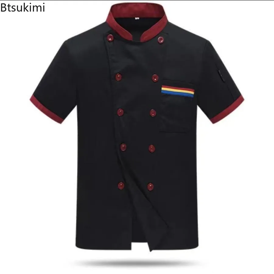 Kurtka kucharska 2025 Krótki rękaw Kurtka kucharska dla branży gastronomicznej Restauracja Szef kuchni Długi rękaw Płaszcz Odzież robocza hotelowa