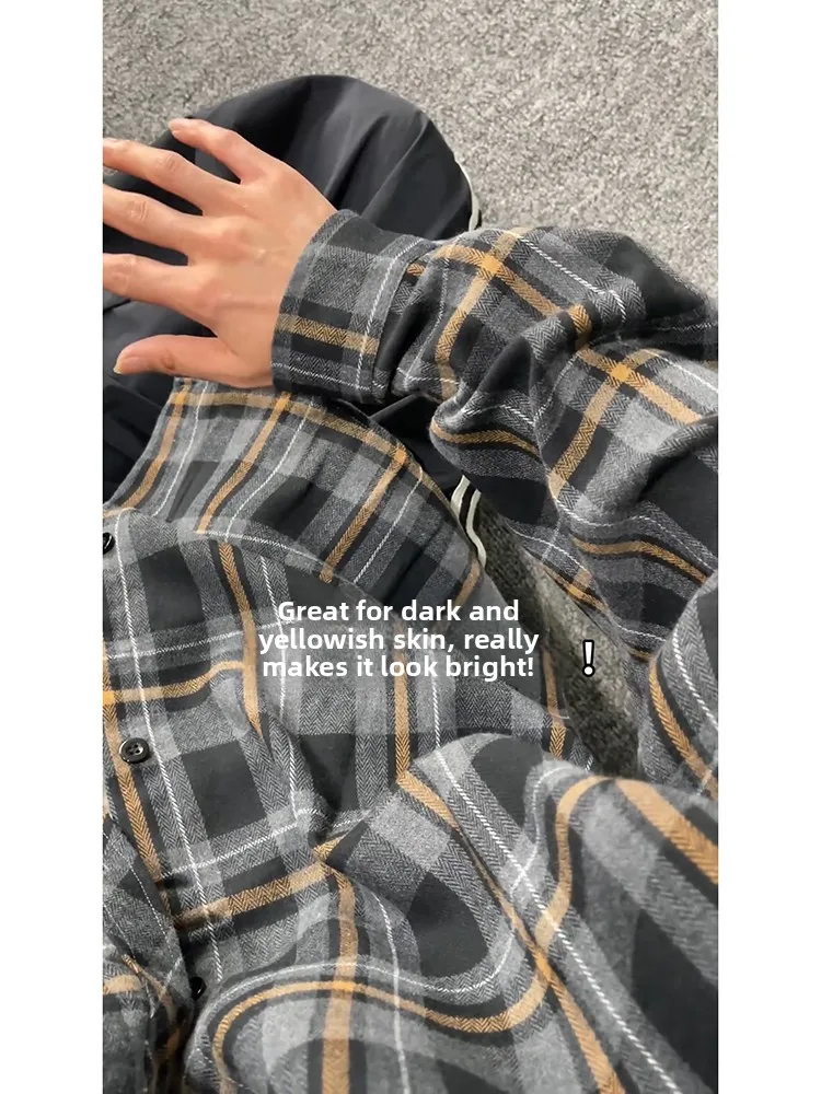 

Bla Plaid Long Sve irt Men's High-End Sle American Retro Inner Wear Autumn Jaet Youth Casual Breathable Polyester ...