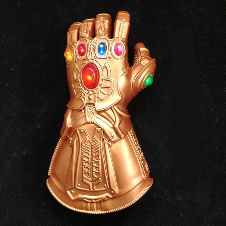 حار في المخزون ثانوس قفازات إنفينيتي الحرب إنفينيتي القفاز مصباح ليد عمل الشكل تأثيري خارقة الكبار الاطفال لعبة هدية زي