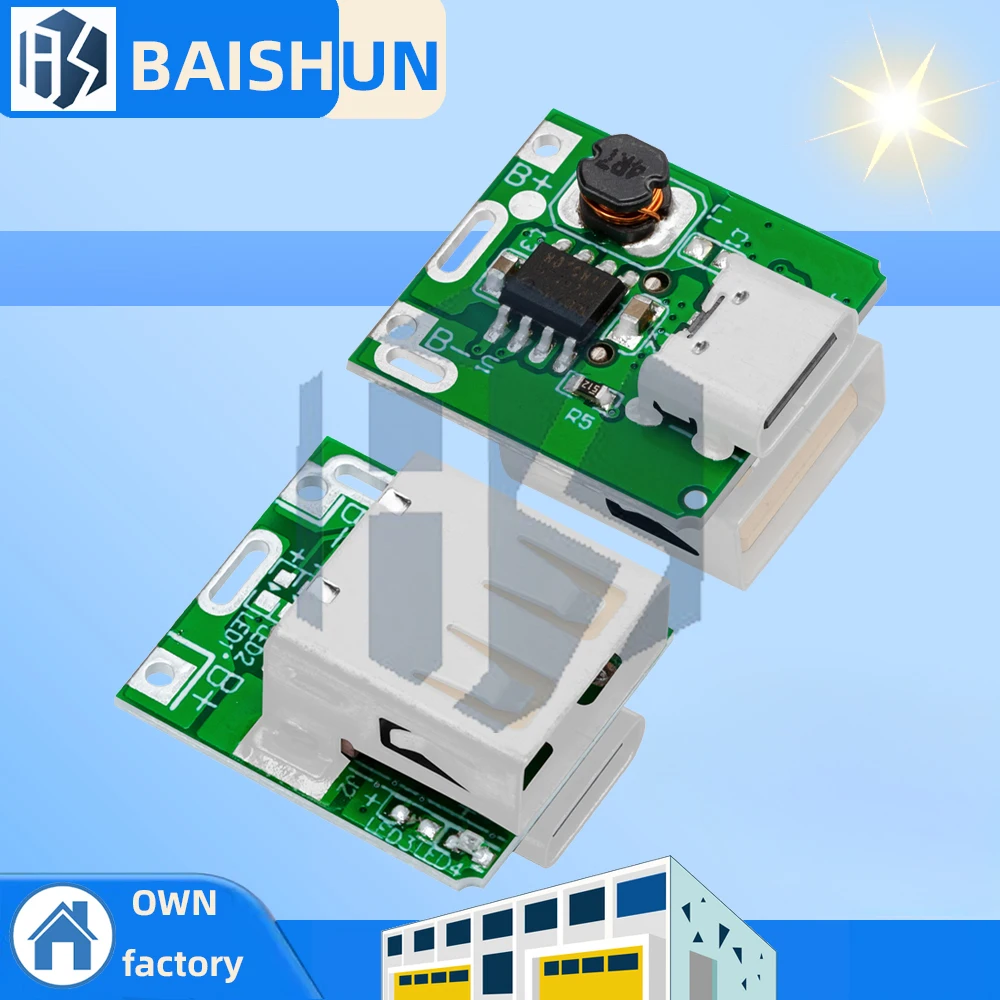 

Модуль зарядного устройства LiPo Boost 5 В (модель 134N3P, 50 шт.) — интерфейс USB Type-C, светодиодный дисплей и встроенная защита