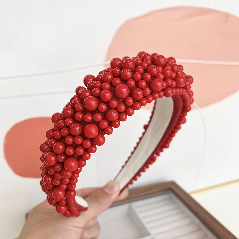 

Роскошные барочные повязки на голову с пластиковыми жемчужинами и мягкой губчатой подкладкой для женщин, для вечеринок и свадеб, подарок для нее