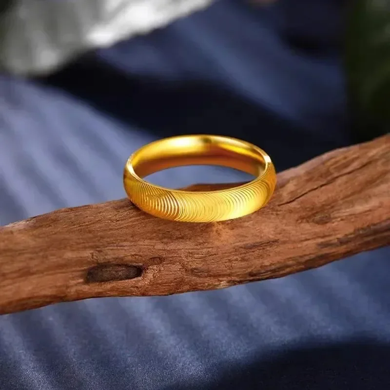 GoldNouveau High - Grade 24K Pure Gold AU999 Cat's Eye Ring, Fashionably Simple for Couples, Wholesale with Metal Stamp