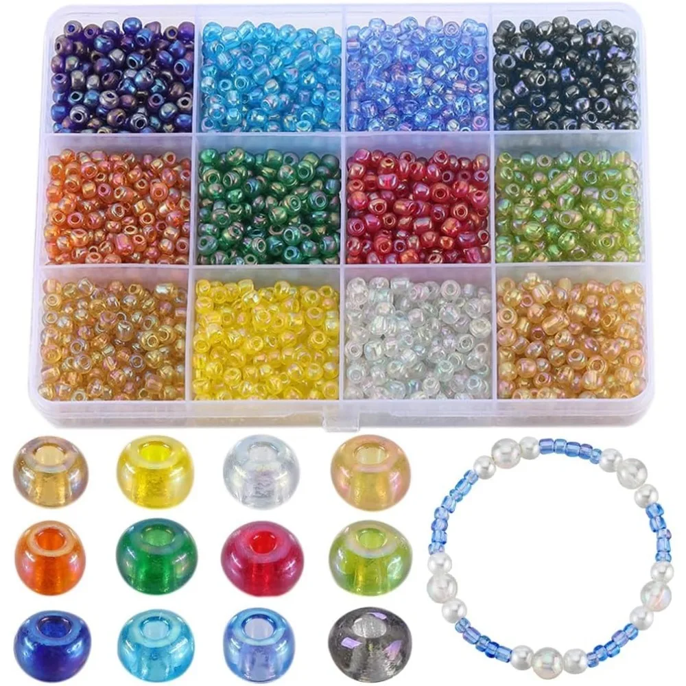 

1 Box 156G 6/0 Seed Beads 4mm Glass Seed Beads Bulk Tiny Seed Bead Friendship Bracelet Seed Beads Transparent Glass Bead