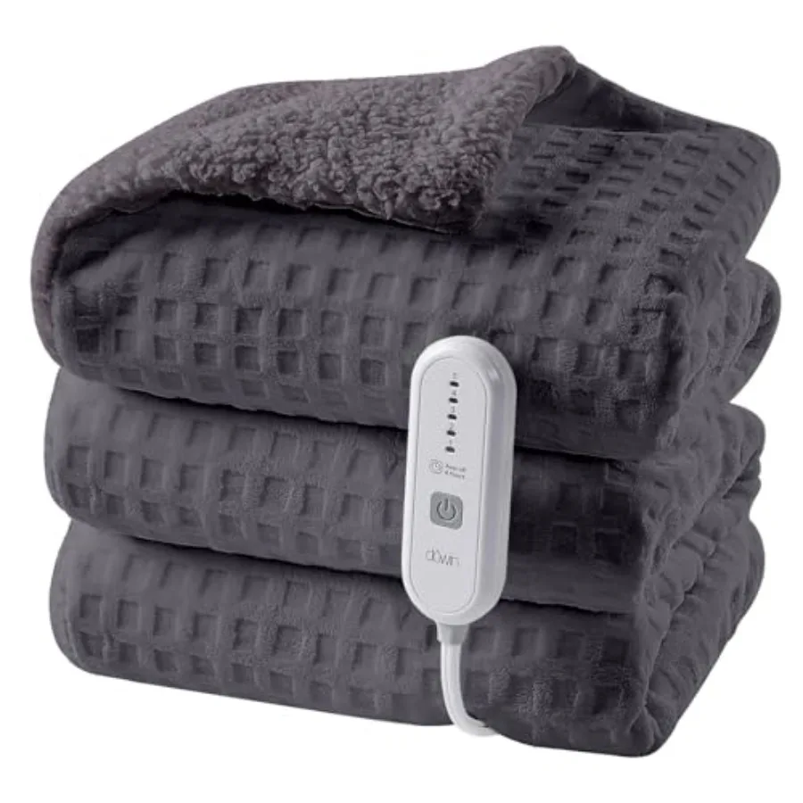 

Heated Blanket Electric Blanket - Throw Size Waffle Fleece Heating Warming Blankets with Auto Shut Off for Couch Office Chair B