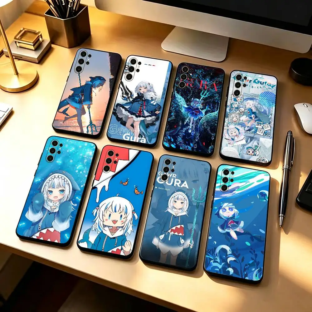 Cute VTuber Shark-girl G-GuraS  Stand Silicone Phone Case For Samsung S26,25,24,21,22,21,20,Ultra,Plus,Fe, Lite