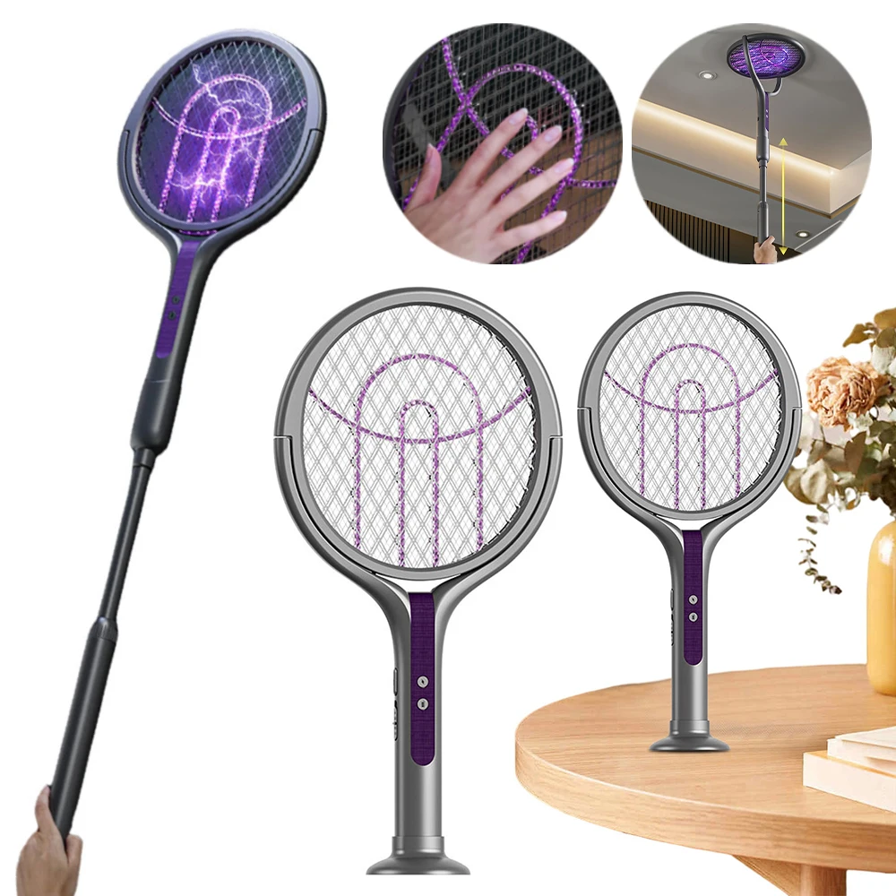 

Электрическая ракетка-уничтожитель насекомых 2-в-1: перезаряжаемая мухобойка и лампа-ловушка для комаров для дома, улицы и помещений