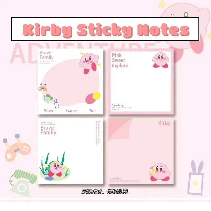 50 Sheets Kirby Anime Sticky Notes Memo Pad Self Adhesive Bookmark Memo Sticker Cute Cartoon School Office Stationery Supplies