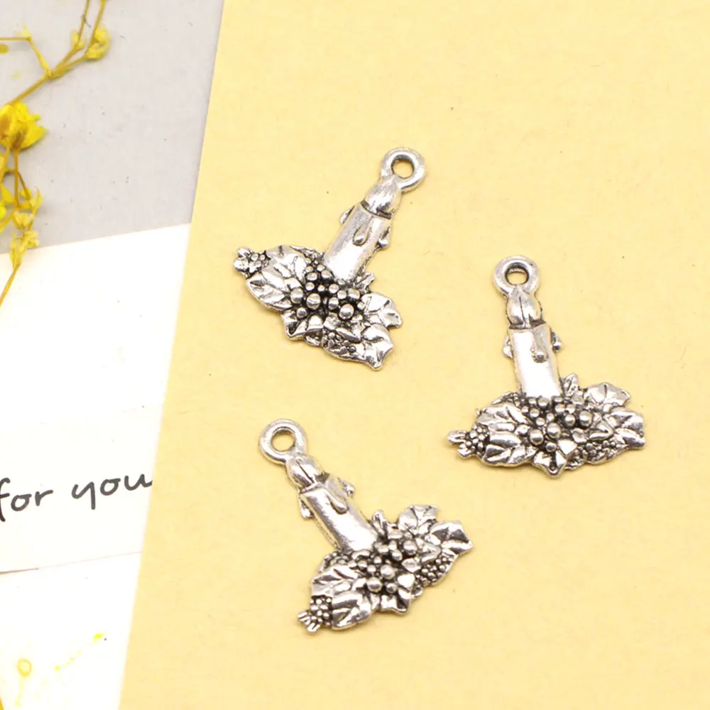 10pcs 16x20mm Bouquet Wedding Charms Pendant Diy Findings For Diy Jewelry Trendy Antique Silver Color