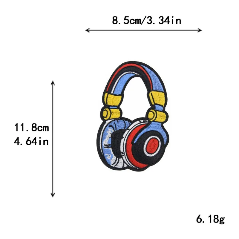 Rock DJ Disco Music Guitar Headphones Bass Tape Iron-on Sew Embroidered Badge Patches for DIY T-shirt