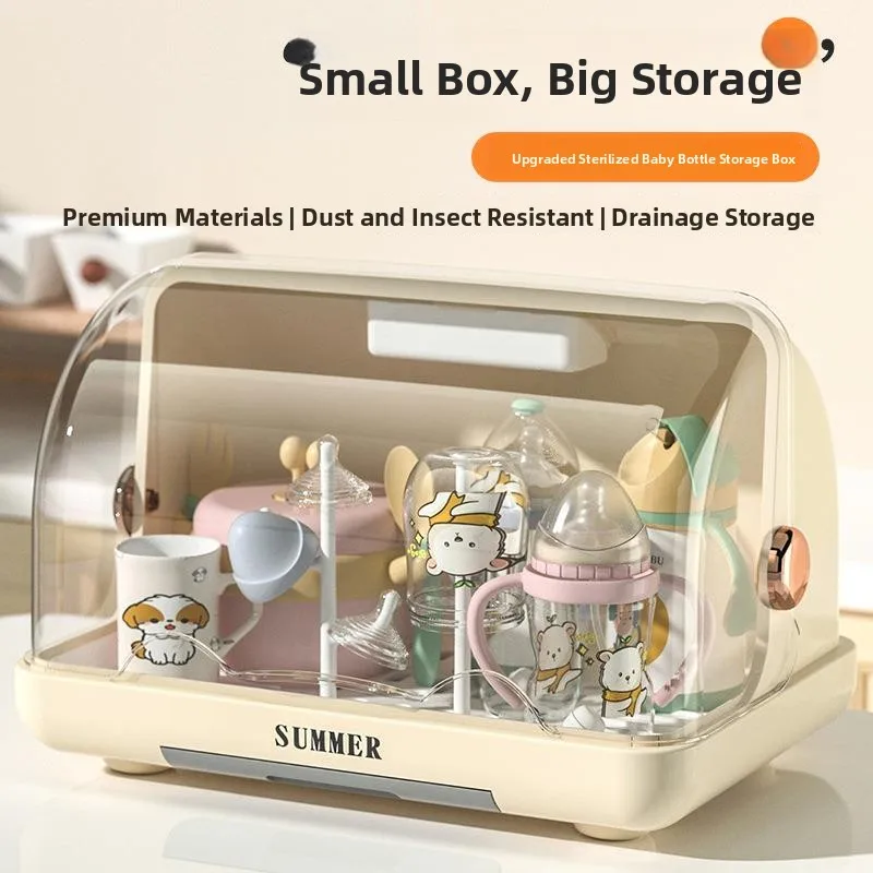 

Double Layer Kitchen Cabinet Drainage Bowl Cup Rack Baby Bottle Storage Box Dishwasher Safe Plastic Kitchen Organizer