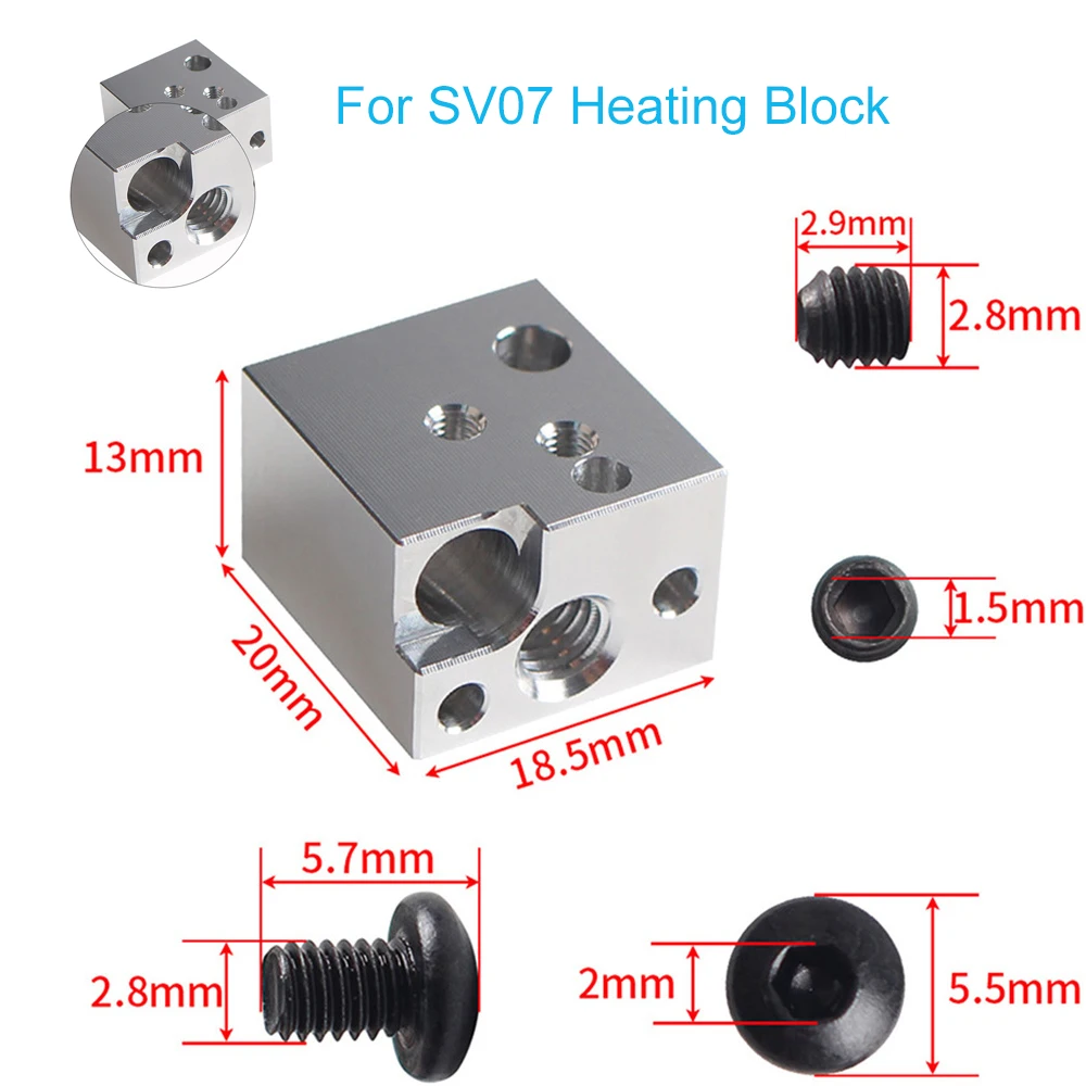 

Versatility 3D Printer Metal Hot End Heating Block For SV07 Printer Hotend Block, Suitable For All Users Office Supplies