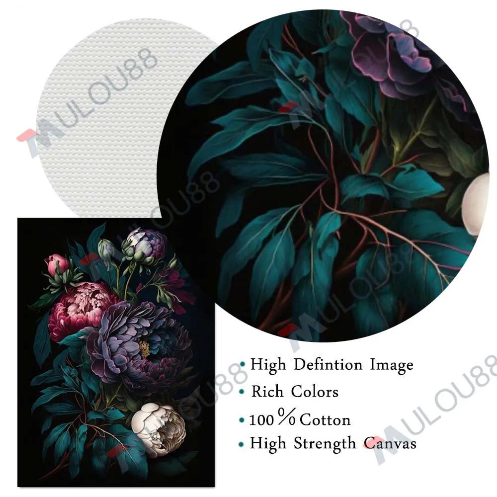 Moody Floral Botanical Moth Gothic Wall Art Canvas Painting Magic Plant Dark Academia Art Poster And Print Home Decor Unframed