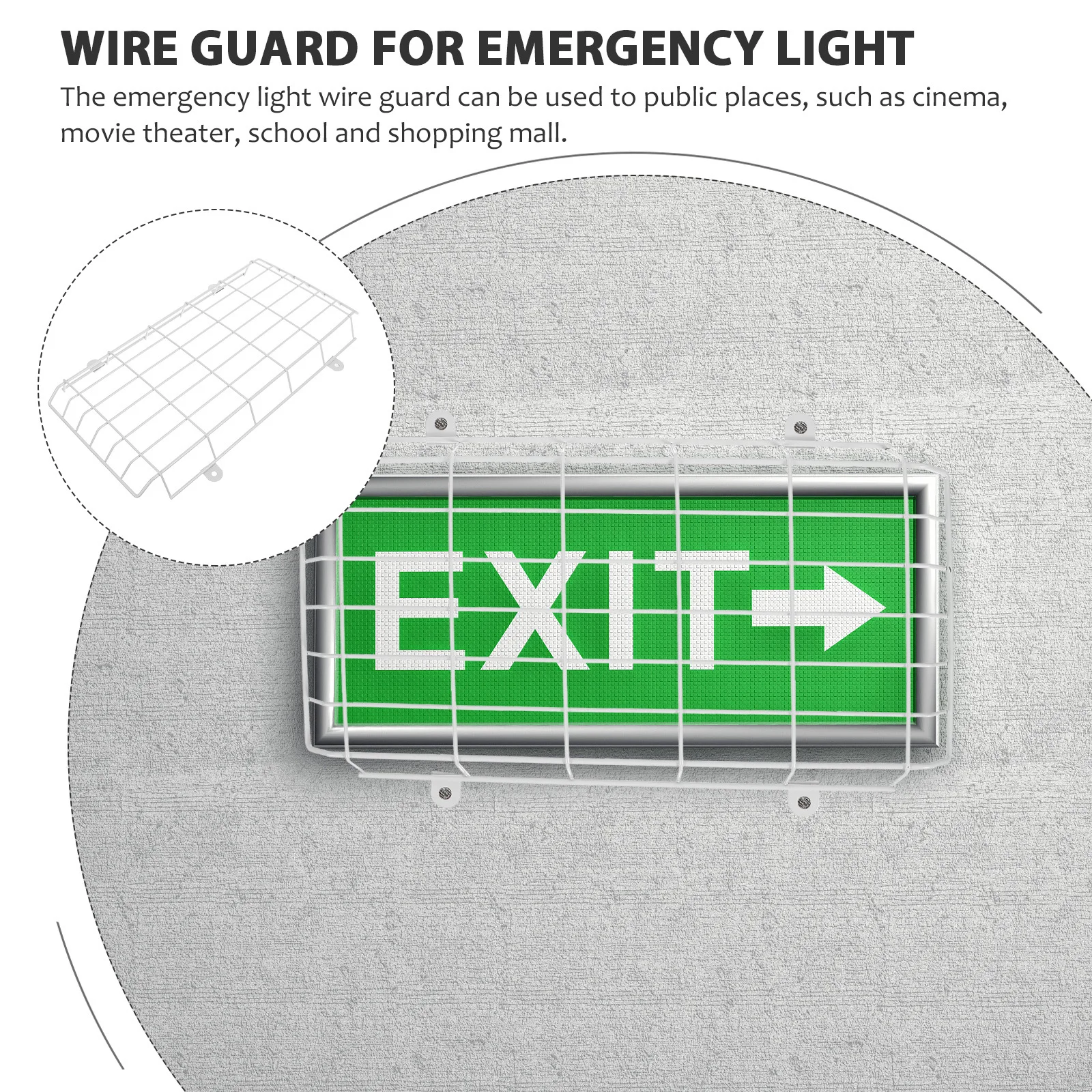 

Emergency Light Protective Cover Metal Wall Mount Exit Sign Wire Guard For Public Places Cinema School Mall Use