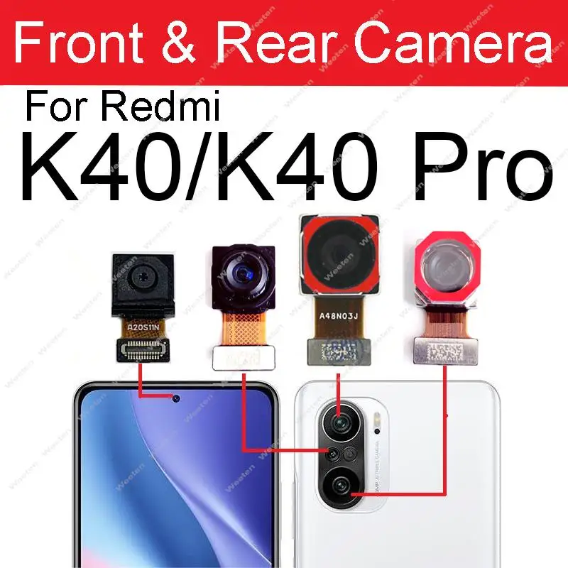 Front Rear Camera For Xiaomi Redmi K40 Pro Plus K40 Gaming K40S Main Back Front Selfie Samll Facing Camera Flex Cable Parts