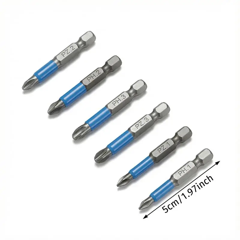 6pcs/12pcs Hexagonal Handle Anti Skid Electric Screwdriver Woodworking Cross Screwdriver Tool Set PH1 PH2 PH3 PZ1 PZ2 PZ3