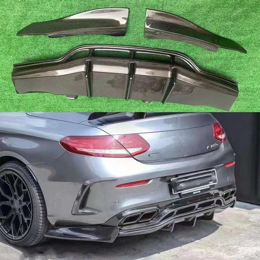 

For Mercedes Benz C Class W205 C63 C43 260 C300 15-18 Two doors Carbon Fiber Car Rear Bumper Diffuser Splitters Spoiler Back lip