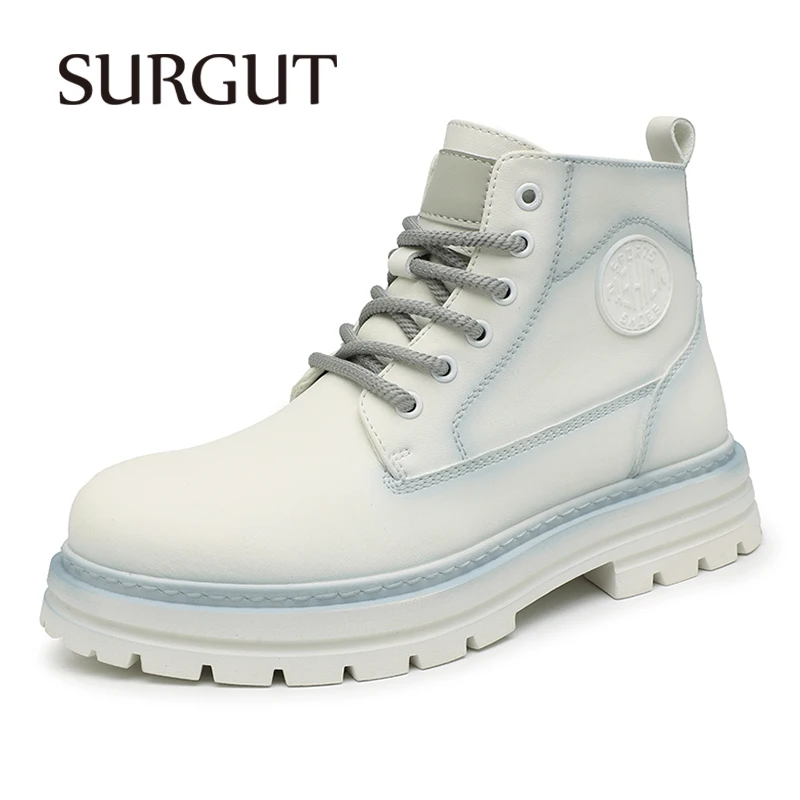 

SURGUT Men's Ankle Boots Comfortable Split Leather Upper Rubber Outsole Non-Slip Vintage Casual Style All Season Wear Size 39-44