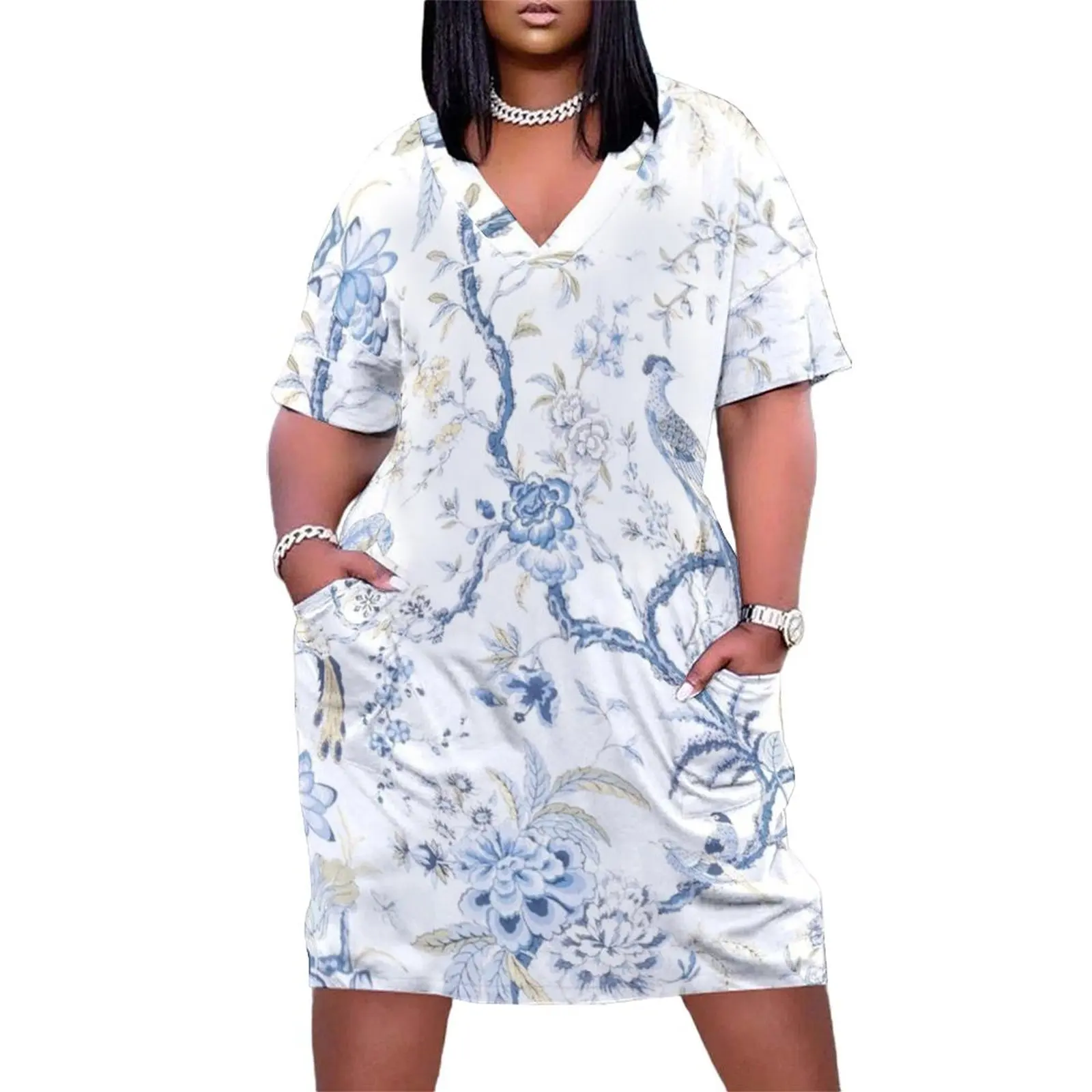 French Pheasants Chinoiserie Loose Pocket Dress dress women elegant luxury dresses for women 2025 luxury designer party