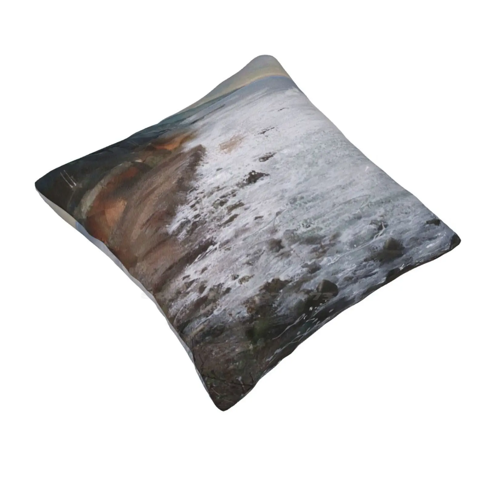 Rough Beach Bedroom Office Hug Pillowcase Volnoye Black Sea Coast Beach Shore Waves Surf Hills Rocks Brushwork Corel Painter