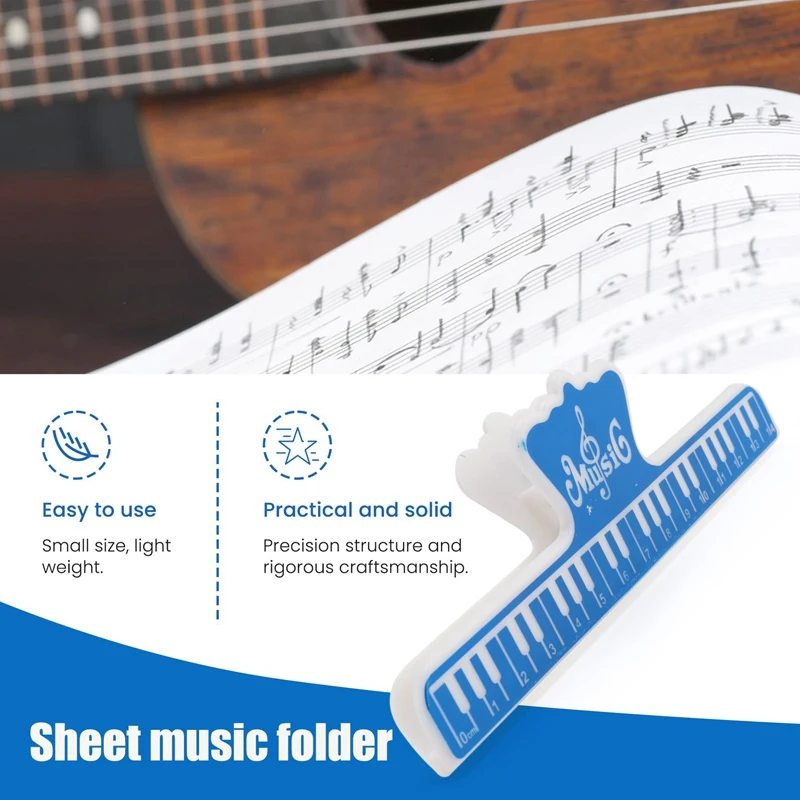 4 Pcs Music Book Note Paper Ruler Sheet Music Spring Clip Holder For Piano Guitar Violin Viola Cello Performance