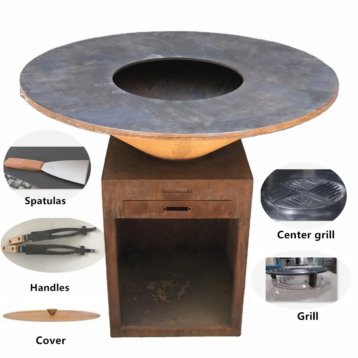 Commercial Bbq Stove Outdoor Wood Burning Charcoal Fire Pit Table Wood Burning Metal Barbecue Iron Grills