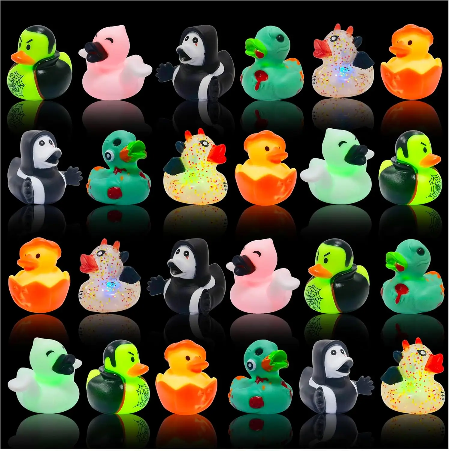 

Halloween Rubber Duck with LED Balloon Light Mini Round Ball,Jeep Duck BathToy forKid Halloween PartyExchange Trick or TreatGift