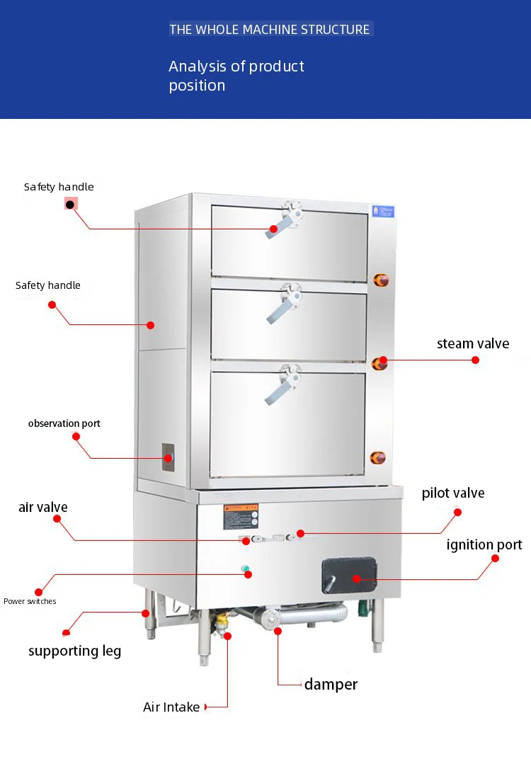 Vegetable Stewing Cabinet Stainless Steel Gas Commercial Rice Seafood Steaming Cabinet Cart Fully Automatic Intelligent