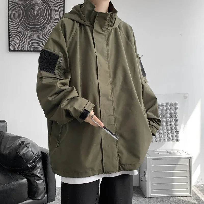 

LIBIELIY New Style Fashionable Outdoor Sports Hooded Solid Color Loose Casual Jacket Coat For Men In Autumn From High-end Trend