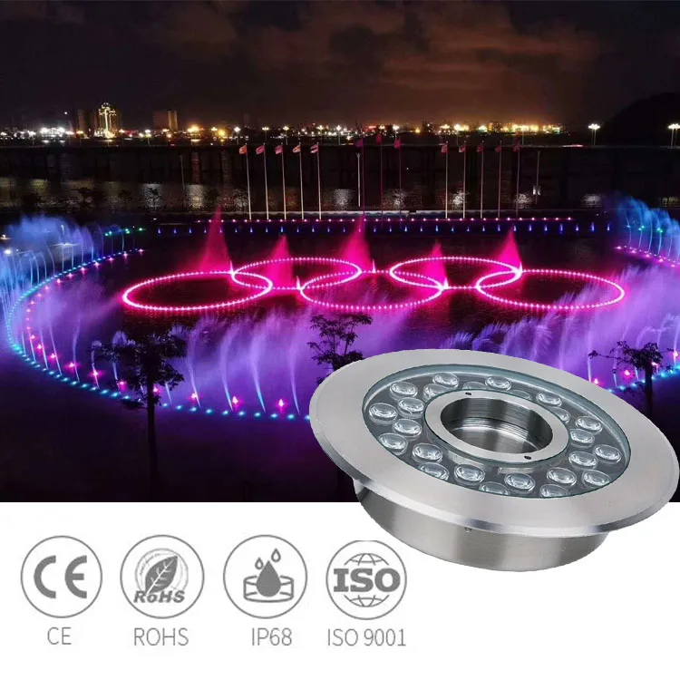 

IP68 Waterproof RGBW 3000K LED Swimming Pool Water Jet Pump Nozzle Stainless Steel 24V DMX512 for Landscape Underwater Fountain