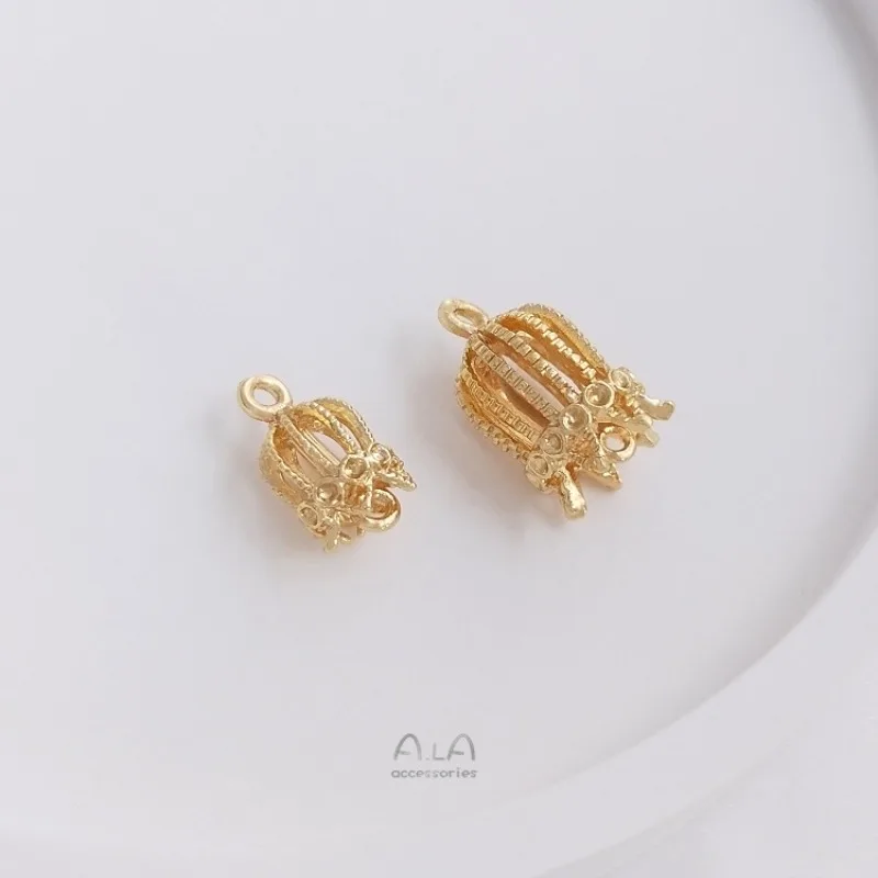 

Золотые серьги-подвески 14K в форме цветка с кисточкой и витой цепочкой, материал для рукоделия, для изготовления заколок, украшений для волос и подвесок